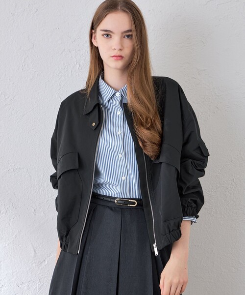 MACKINTOSH LONDON(マッキントッシュ ロンドン)の「ピーチツイルステンカラーブルゾン(ブルゾン・レディース・カーキ/ブラック・38)」の2枚目の写真