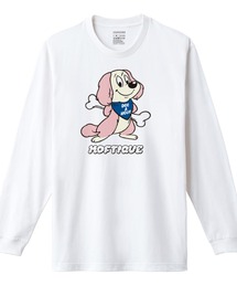 Moftique(モフティック) 長袖Tシャツ レディース アニマル 犬 ドッグ イラスト ロゴ プリント Tシャツ 長袖 ロンT ロングTシャツ カットソー トップス ユニセックス