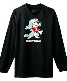 Moftique（モフティック） 長袖Tシャツ レディース アニマル 犬 ドッグ イラスト ロゴ プリント Tシャツ 長袖 ロンT ロングTシャツ カットソー トップス ユニセックス