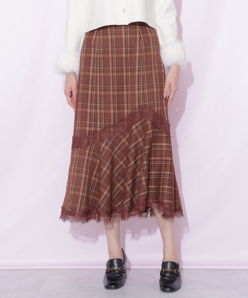 JILL by JILL STUART(ジルバイジルスチュアート)の「レーストリムマーメイドスカート(スカート・レディース・ブラック/ピンク/ブラウン系その他・SMALL/MEDIUM)」の1枚目の写真