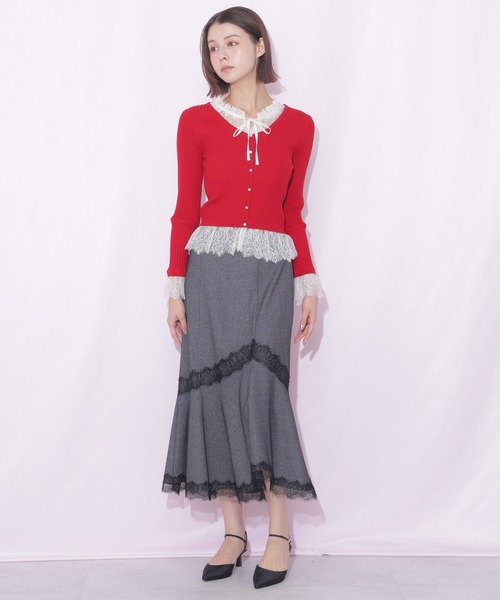 JILL by JILL STUART(ジルバイジルスチュアート)の「レーストリムマーメイドスカート(スカート・レディース・ブラック/ピンク/ブラウン系その他・SMALL/MEDIUM)」の4枚目の写真