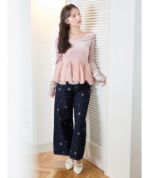 dazzlin(ダズリン)の「リトルフラワー刺繍デニム(デニムパンツ・レディース・ブルー/インディゴブルー・MEDIUM/SMALL)」の20枚目の写真