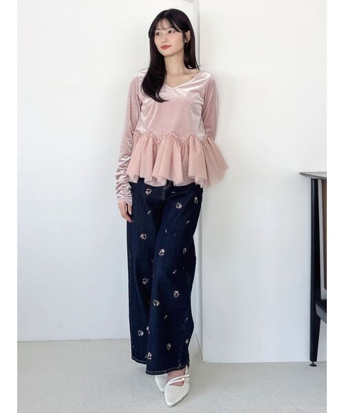 dazzlin(ダズリン)の「リトルフラワー刺繍デニム(デニムパンツ・レディース・ブルー/インディゴブルー・MEDIUM/SMALL)」の8枚目の写真