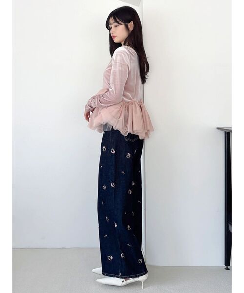 dazzlin(ダズリン)の「リトルフラワー刺繍デニム(デニムパンツ・レディース・ブルー/インディゴブルー・MEDIUM/SMALL)」の9枚目の写真