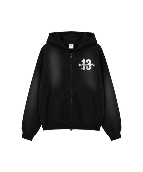VENHIT(ベンヒット)の「Horse 13 ウォッシュドジップアップパーカー_ブラック(パーカー・レディース・ブラック・SMALL/MEDIUM/LARGE)」の1枚目の写真