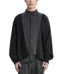 Double Layered Turtleneck Cardigan [CHARCOAL]