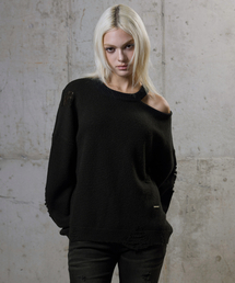 Distressed Cutout Knit - Black