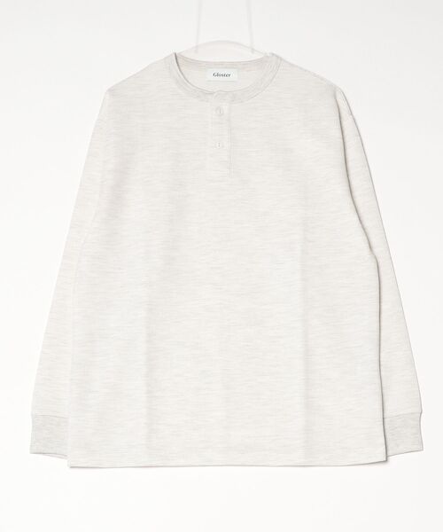 GLOSTER（グロスター）の「ワッフルヘンリーネックロンＴ（Tシャツ/カットソー・メンズ・チャコールグレー/ライトグレー/オフホワイト・M）」の3枚目の写真