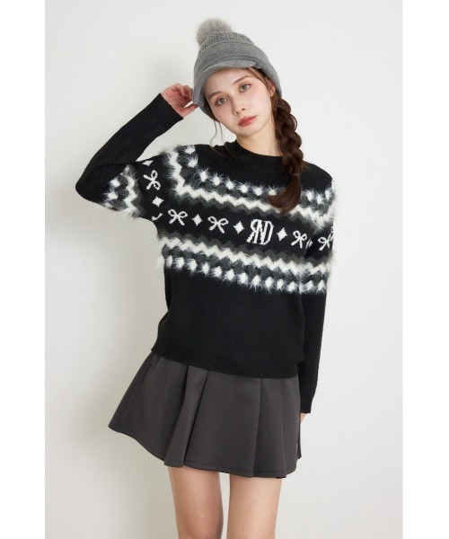 RIENDA GOLF(リエンダゴルフ)の「【RIENDA GOLF】ノルディックモックネックニットトップス 秋服 冬服(ニット/セーター・レディース・ブラック/ホワイト/グレー・SMALL/MEDIUM)」の2枚目の写真
