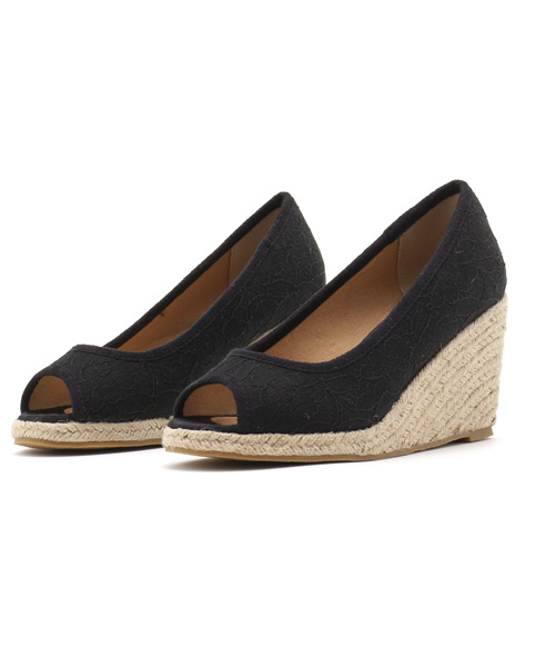 Luz Llena (glifeed） （ラズレナグリフィード）の「[8cmヒール]ジュートウェッジオープントゥパンプス（パンプス・レディース・ホワイト×ネイビー/インディゴブルー/カーキ/ブラック/アイボリー/ホワイト系その他/ピンク/レッド/ブラック系その他/イエロー/ベージュ・SMALL/LARGE/MEDIUM/X-LARGE）」の5枚目の写真