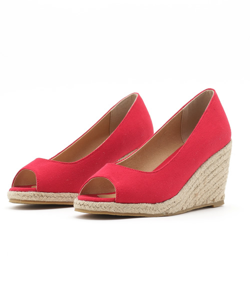 Luz Llena (glifeed） （ラズレナグリフィード）の「[8cmヒール]ジュートウェッジオープントゥパンプス（パンプス・レディース・ホワイト×ネイビー/インディゴブルー/カーキ/ブラック/アイボリー/ホワイト系その他/ピンク/レッド/ブラック系その他/イエロー/ベージュ・SMALL/LARGE/MEDIUM/X-LARGE）」の11枚目の写真