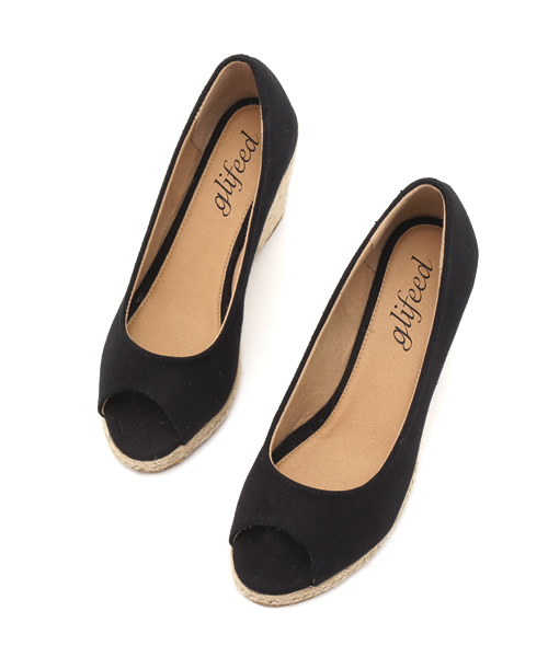 Luz Llena (glifeed） （ラズレナグリフィード）の「[8cmヒール]ジュートウェッジオープントゥパンプス（パンプス・レディース・ホワイト×ネイビー/インディゴブルー/カーキ/ブラック/アイボリー/ホワイト系その他/ピンク/レッド/ブラック系その他/イエロー/ベージュ・SMALL/LARGE/MEDIUM/X-LARGE）」の15枚目の写真