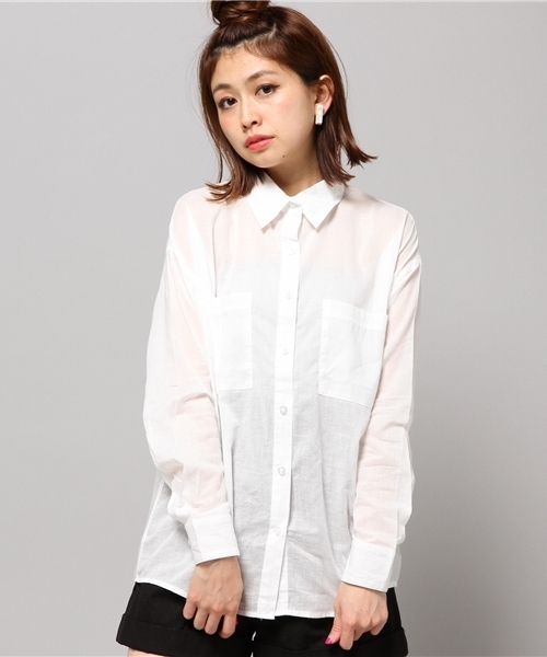 EGOIST（エゴイスト）の「2WAYストライプシャツ（シャツ/ブラウス・レディース・マルチ/ホワイト/ブルー・FREE）」の4枚目の写真