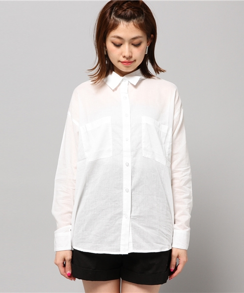 EGOIST（エゴイスト）の「2WAYストライプシャツ（シャツ/ブラウス・レディース・マルチ/ホワイト/ブルー・FREE）」の5枚目の写真