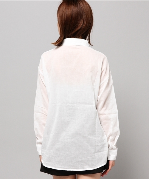 EGOIST（エゴイスト）の「2WAYストライプシャツ（シャツ/ブラウス・レディース・マルチ/ホワイト/ブルー・FREE）」の8枚目の写真