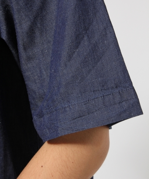 RAGEBLUE（レイジブルー）の「綿麻デニムキーネック/723283（シャツ/ブラウス・メンズ・ライトブルー/ネイビー・MEDIUM/LARGE）」の10枚目の写真