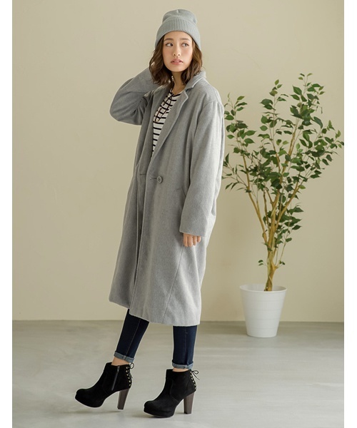 Re:EDIT（リエディ）の「[リエディ]裏地付きあったかチェスターコートアウター/コート（チェスターコート・レディース・キャメル/ライトグレー/タン/ベージュ系その他/グレー/チャコールグレー/ダークベージュ/アッシュグレー/トップグレー/ブラック/ピンクベージュ/ベージュ/ダークグレー/ダークブラック・LARGE/MEDIUM）」の8枚目の写真