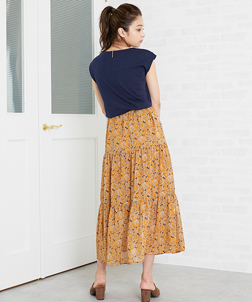 N.（N. Natural Beauty Basic）（エヌエヌナチュラルビューティーベーシック）の「フラワーティアードマキシスカート（スカート・レディース・イエロー系その他/ダークネイビー・MEDIUM）」の13枚目の写真