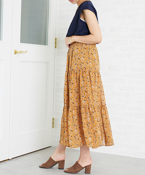 N.（N. Natural Beauty Basic）（エヌエヌナチュラルビューティーベーシック）の「フラワーティアードマキシスカート（スカート・レディース・イエロー系その他/ダークネイビー・MEDIUM）」の14枚目の写真