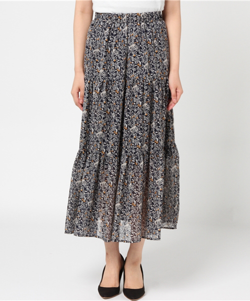 N.（N. Natural Beauty Basic）（エヌエヌナチュラルビューティーベーシック）の「フラワーティアードマキシスカート（スカート・レディース・イエロー系その他/ダークネイビー・MEDIUM）」の3枚目の写真