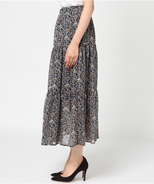 N.（N. Natural Beauty Basic）（エヌエヌナチュラルビューティーベーシック）の「フラワーティアードマキシスカート（スカート・レディース・イエロー系その他/ダークネイビー・MEDIUM）」の4枚目の写真