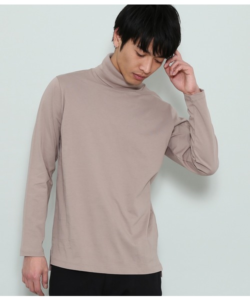 JUNRED（ジュンレッド）の「ファインコットンタートルカットソー（Tシャツ/カットソー・メンズ・ホワイト/ブラック/カーキ/ワイン/パープル/キャメル・L/M/S）」の5枚目の写真