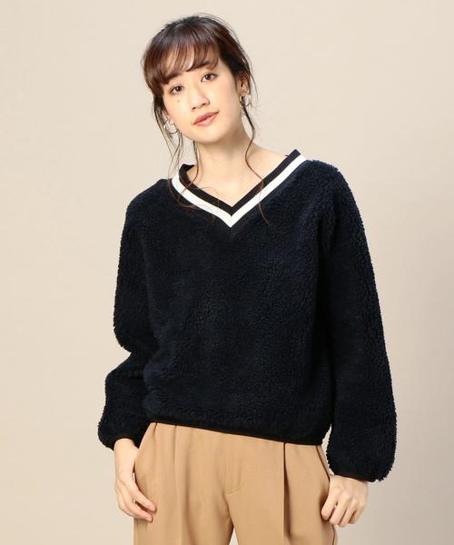 BEAUTY&YOUTH UNITED ARROWS（ビューティーアンドユースユナイテッドアローズ）の「BY ボアラインVネックプルオーバー ◆（その他トップス・レディース・ネイビー/オフホワイト・FREE）」の2枚目の写真