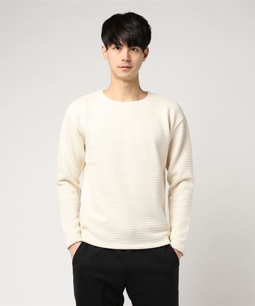 quadro（クオドロ）の「撚杢カノコラグランクルーネックプルオーバー（Tシャツ/カットソー・メンズ・キナリ/グレー/ベージュ/ブラウン・MEDIUM/LARGE）」の18枚目の写真