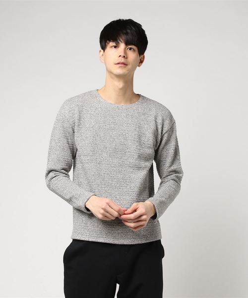 quadro（クオドロ）の「撚杢カノコラグランクルーネックプルオーバー（Tシャツ/カットソー・メンズ・キナリ/グレー/ベージュ/ブラウン・MEDIUM/LARGE）」の17枚目の写真