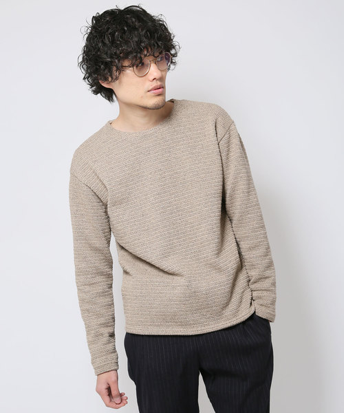 quadro（クオドロ）の「撚杢カノコラグランクルーネックプルオーバー（Tシャツ/カットソー・メンズ・キナリ/グレー/ベージュ/ブラウン・MEDIUM/LARGE）」の4枚目の写真