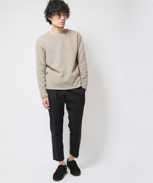 quadro（クオドロ）の「撚杢カノコラグランクルーネックプルオーバー（Tシャツ/カットソー・メンズ・キナリ/グレー/ベージュ/ブラウン・MEDIUM/LARGE）」の13枚目の写真
