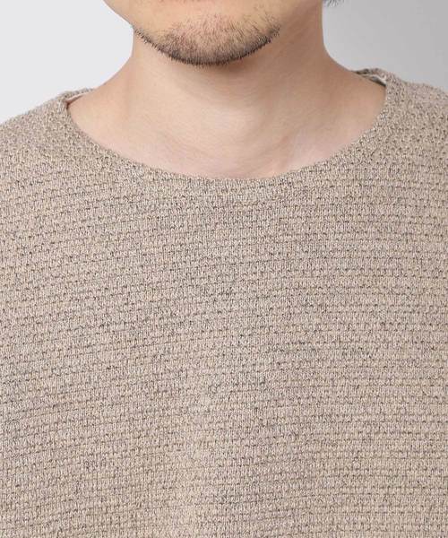 quadro（クオドロ）の「撚杢カノコラグランクルーネックプルオーバー（Tシャツ/カットソー・メンズ・キナリ/グレー/ベージュ/ブラウン・MEDIUM/LARGE）」の12枚目の写真