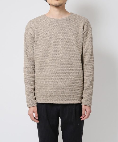 quadro（クオドロ）の「撚杢カノコラグランクルーネックプルオーバー（Tシャツ/カットソー・メンズ・キナリ/グレー/ベージュ/ブラウン・MEDIUM/LARGE）」の8枚目の写真