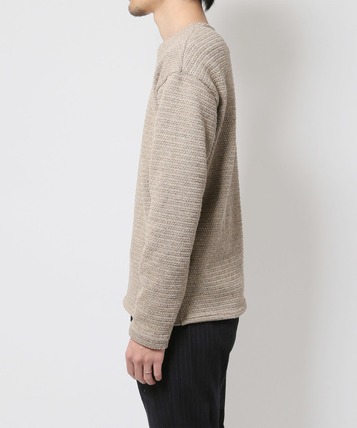 quadro（クオドロ）の「撚杢カノコラグランクルーネックプルオーバー（Tシャツ/カットソー・メンズ・キナリ/グレー/ベージュ/ブラウン・MEDIUM/LARGE）」の7枚目の写真