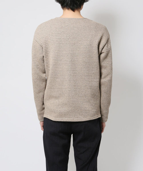 quadro（クオドロ）の「撚杢カノコラグランクルーネックプルオーバー（Tシャツ/カットソー・メンズ・キナリ/グレー/ベージュ/ブラウン・MEDIUM/LARGE）」の6枚目の写真
