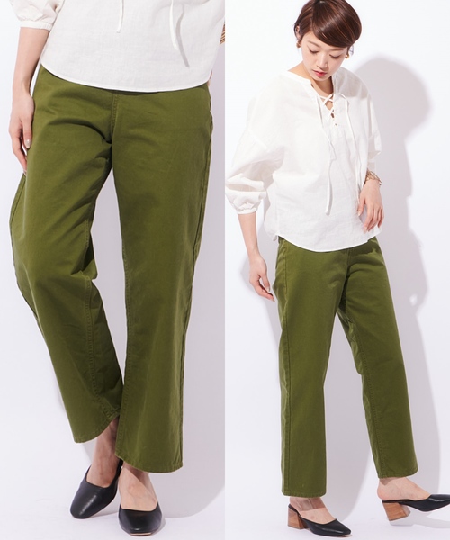 CIAOPANIC（チャオパニック）の「ツイル5PKワイドパンツ（その他パンツ・レディース・カーキ/アイボリー・M/S）」の2枚目の写真