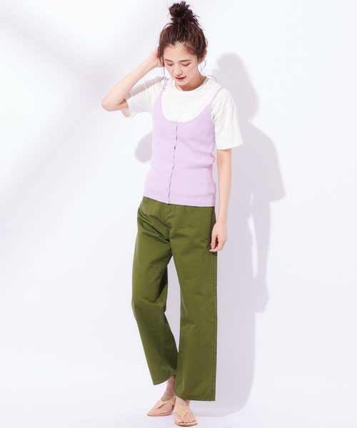 CIAOPANIC（チャオパニック）の「ツイル5PKワイドパンツ（その他パンツ・レディース・カーキ/アイボリー・M/S）」の4枚目の写真