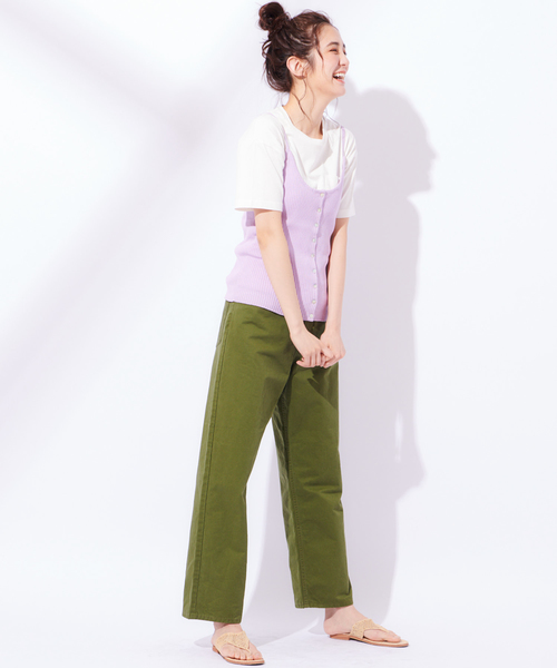 CIAOPANIC（チャオパニック）の「ツイル5PKワイドパンツ（その他パンツ・レディース・カーキ/アイボリー・M/S）」の21枚目の写真