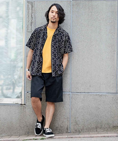 CIAOPANIC(チャオパニック)の「ストライプ総柄シャツ(シャツ/ブラウス・メンズ・キャメル/ネイビー・MEDIUM/LARGE)」の7枚目の写真