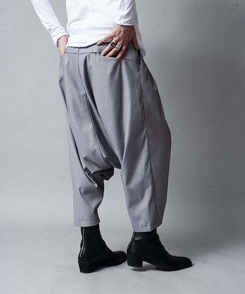【ノーアイディー】TRストレッチ2タックサルエルスキニートラウザーズ パンツ NOID. BLACK ノーアイディー 春夏 TRストレッチ☆ 2タック