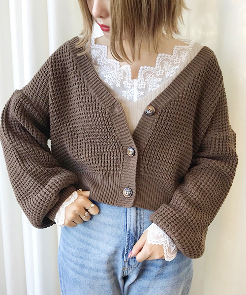 apres jour(アプレジュール)の「ワッフルVネックカーディガン【ZOZOTOWN限定アイテム】(カーディガン/ボレロ・レディース・ダークオレンジ/アイボリー/ベージュ/ブラウン/ミント/クリーム/ラベンダー・フリー)」の17枚目の写真