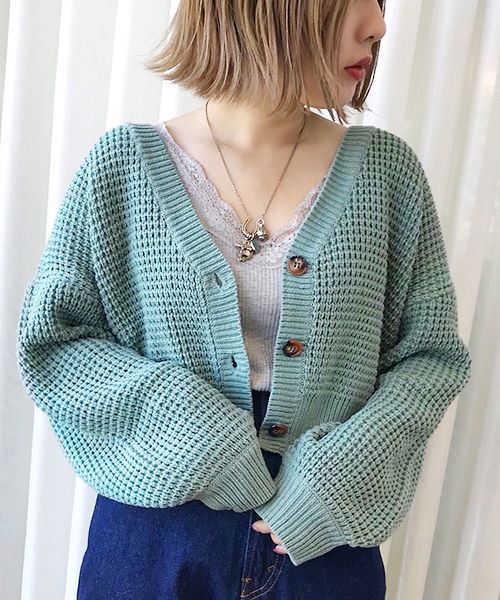 apres jour(アプレジュール)の「ワッフルVネックカーディガン【ZOZOTOWN限定アイテム】(カーディガン/ボレロ・レディース・ダークオレンジ/アイボリー/ベージュ/ブラウン/ミント/クリーム/ラベンダー・フリー)」の20枚目の写真