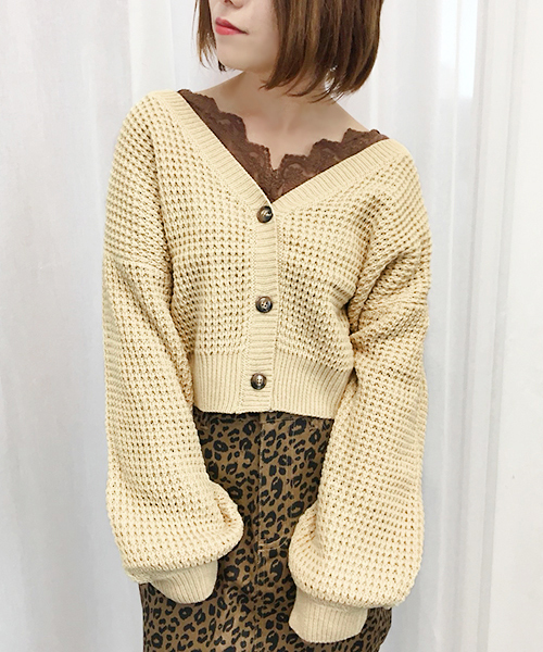 apres jour(アプレジュール)の「ワッフルVネックカーディガン【ZOZOTOWN限定アイテム】(カーディガン/ボレロ・レディース・ダークオレンジ/アイボリー/ベージュ/ブラウン/ミント/クリーム/ラベンダー・フリー)」の9枚目の写真