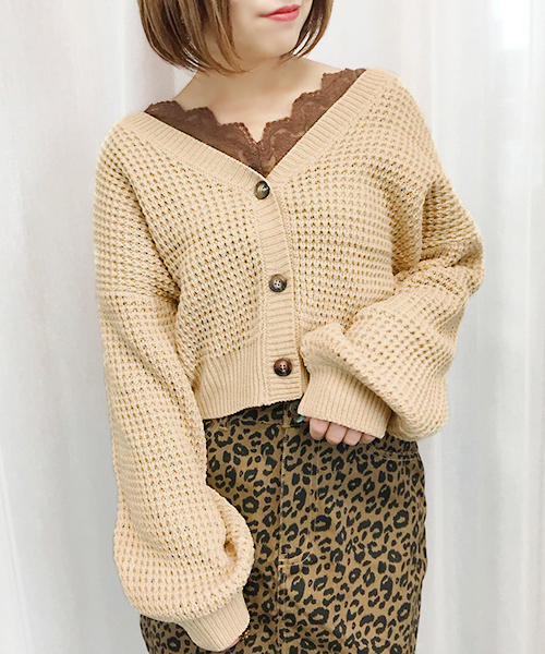 apres jour(アプレジュール)の「ワッフルVネックカーディガン【ZOZOTOWN限定アイテム】(カーディガン/ボレロ・レディース・ダークオレンジ/アイボリー/ベージュ/ブラウン/ミント/クリーム/ラベンダー・フリー)」の15枚目の写真