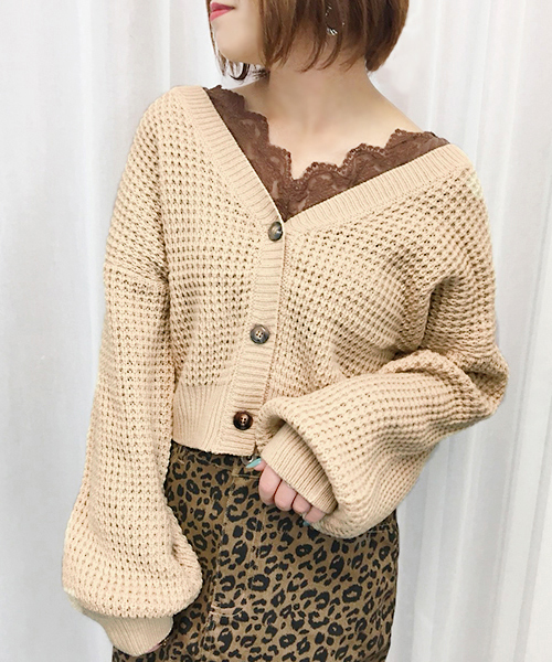 apres jour(アプレジュール)の「ワッフルVネックカーディガン【ZOZOTOWN限定アイテム】(カーディガン/ボレロ・レディース・ダークオレンジ/アイボリー/ベージュ/ブラウン/ミント/クリーム/ラベンダー・フリー)」の14枚目の写真