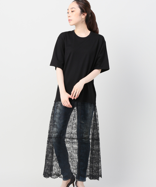 JOINT WORKS（ジョイントワークス）の「テンジク Tシャツ×レースワンピース（ワンピース・レディース・ホワイト/ブラック・FREE）」の2枚目の写真