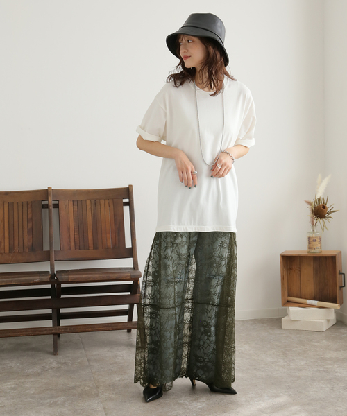 JOINT WORKS（ジョイントワークス）の「テンジク Tシャツ×レースワンピース（ワンピース・レディース・ホワイト/ブラック・FREE）」の3枚目の写真