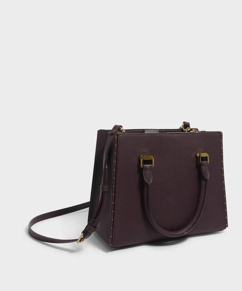 CHARLES & KEITH（チャールズ & キース）の「スタッズディテールトップハンドルバッグ / STUD DETAILS TOP HANDLE BAG（ハンドバッグ・レディース・ダークグリーン/マスタード/ピンク系その他/プラム・L）」の12枚目の写真
