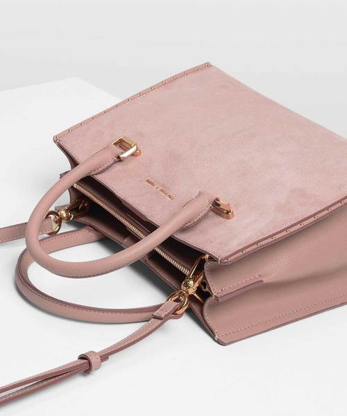 CHARLES & KEITH（チャールズ & キース）の「スタッズディテールトップハンドルバッグ / STUD DETAILS TOP HANDLE BAG（ハンドバッグ・レディース・ダークグリーン/マスタード/ピンク系その他/プラム・L）」の21枚目の写真