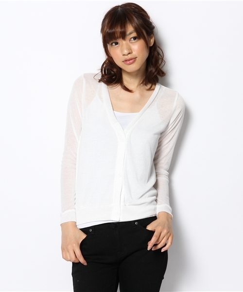 WEGO（ウィゴー）の「WEGO/カラーカーディガン（カーディガン/ボレロ・レディース・オフホワイト/グリーン/ブルー/イエロー・FREE）」の2枚目の写真